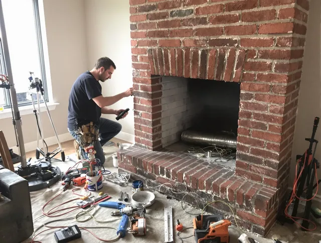 Swampscott Chimney Sweep specialist finalizing chimney liner service in Swampscott, MA